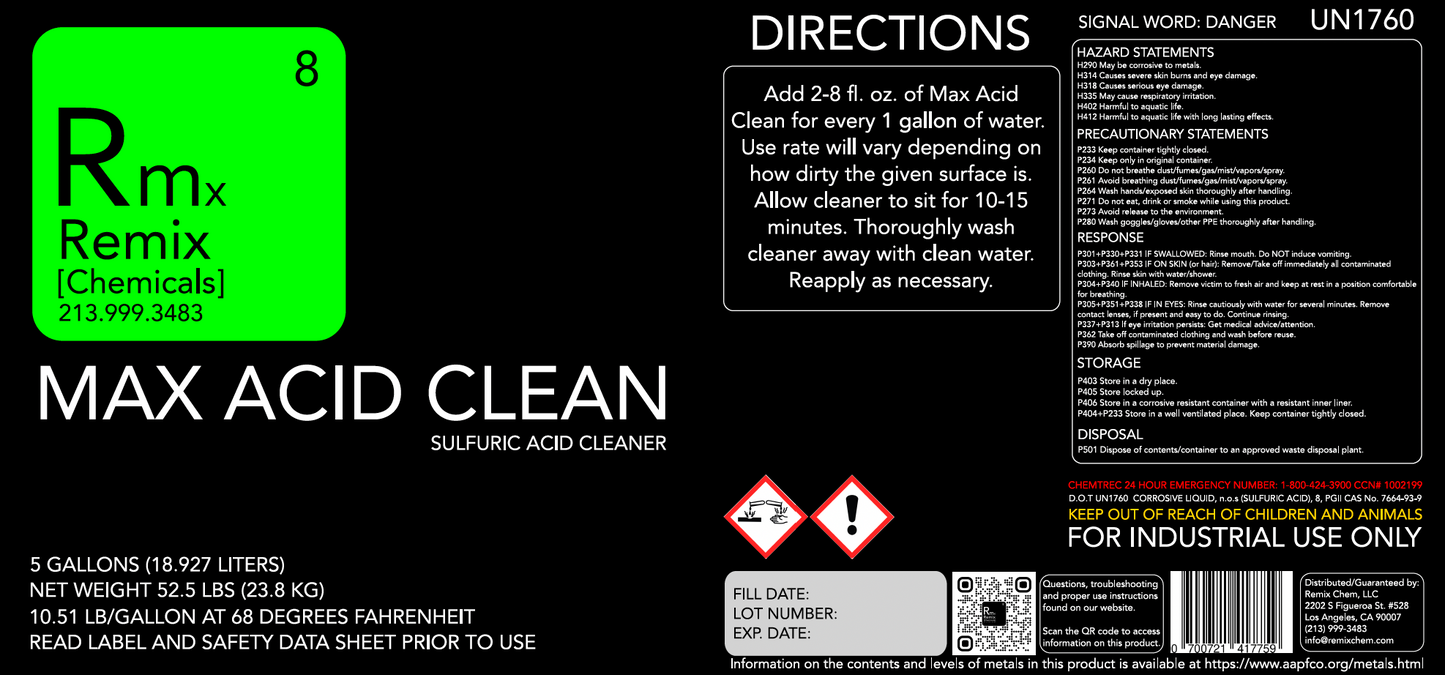 CLEANER MAX SULFURIC ACID 